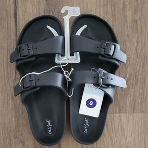 Cat & Jack Black Double-Buckle Slide Sandals